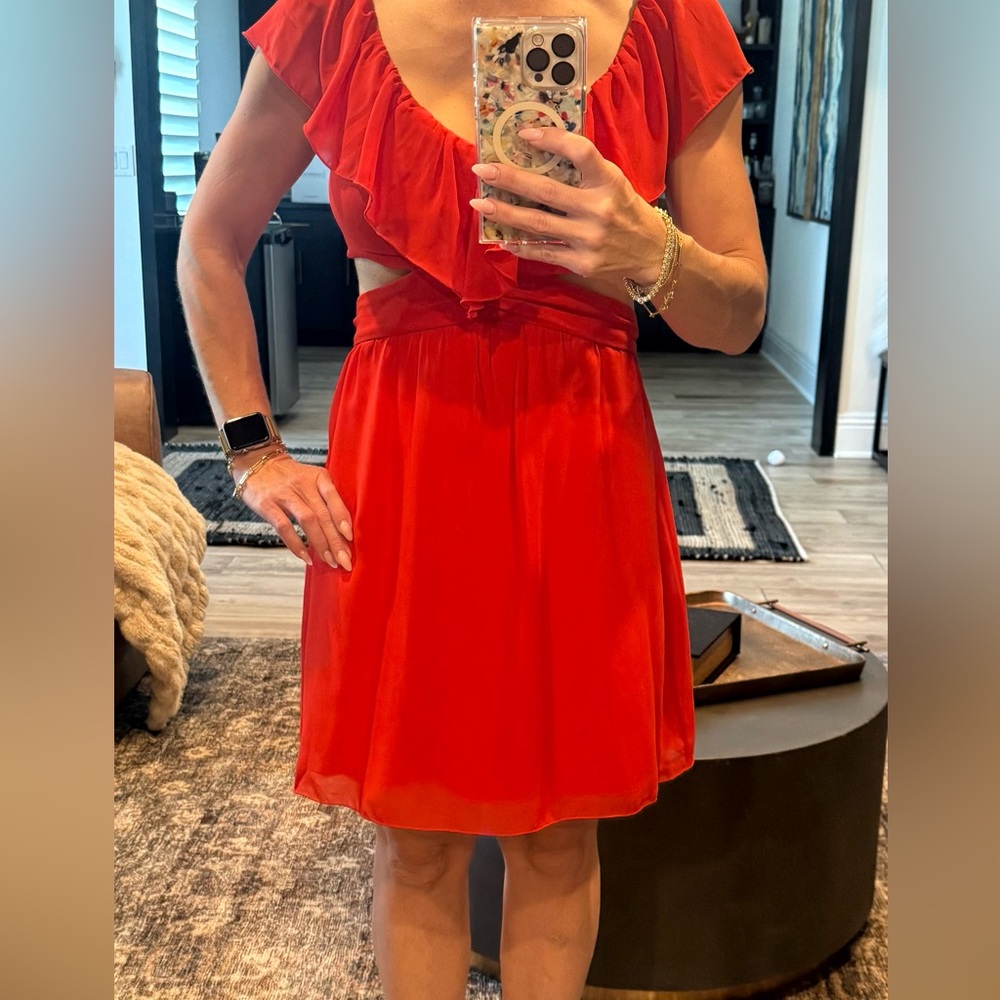 Source Unknown Red Ruffled Tie Front Sundress - Picture 4 of 7